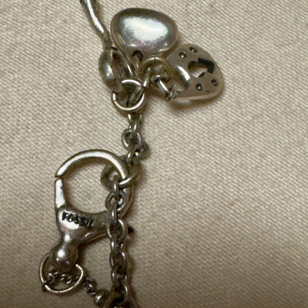 Fossil Silver and Yellow Necklace with Vibrant Design - Picture 4 of 5